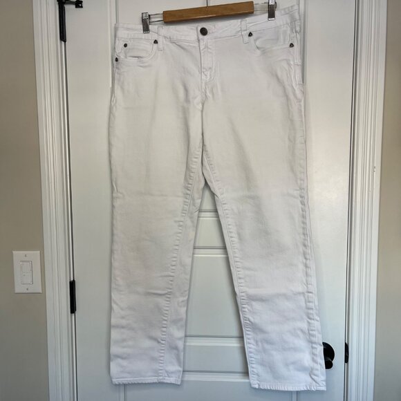 Kut From The Kloth Catherine Boyfriend Jeans Women's Size 14 White Cotton Denim - Picture 2 of 14